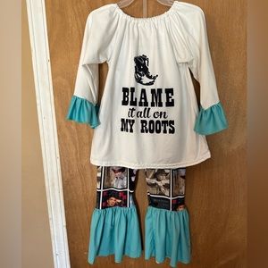 Boutique Brand Toddler Girl Size 3T "Blame It On My Roots" Western Outfit